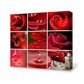 Canvas Wall Art Romantic Rose Canvas Painting Wall Poster Decor for Living Room Wooden Framed Home Decorations - 12x12 inches