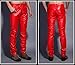 Idopy Men`s Slim Fit Party Performance Biker Faux Leather Jeans Pants Red 34