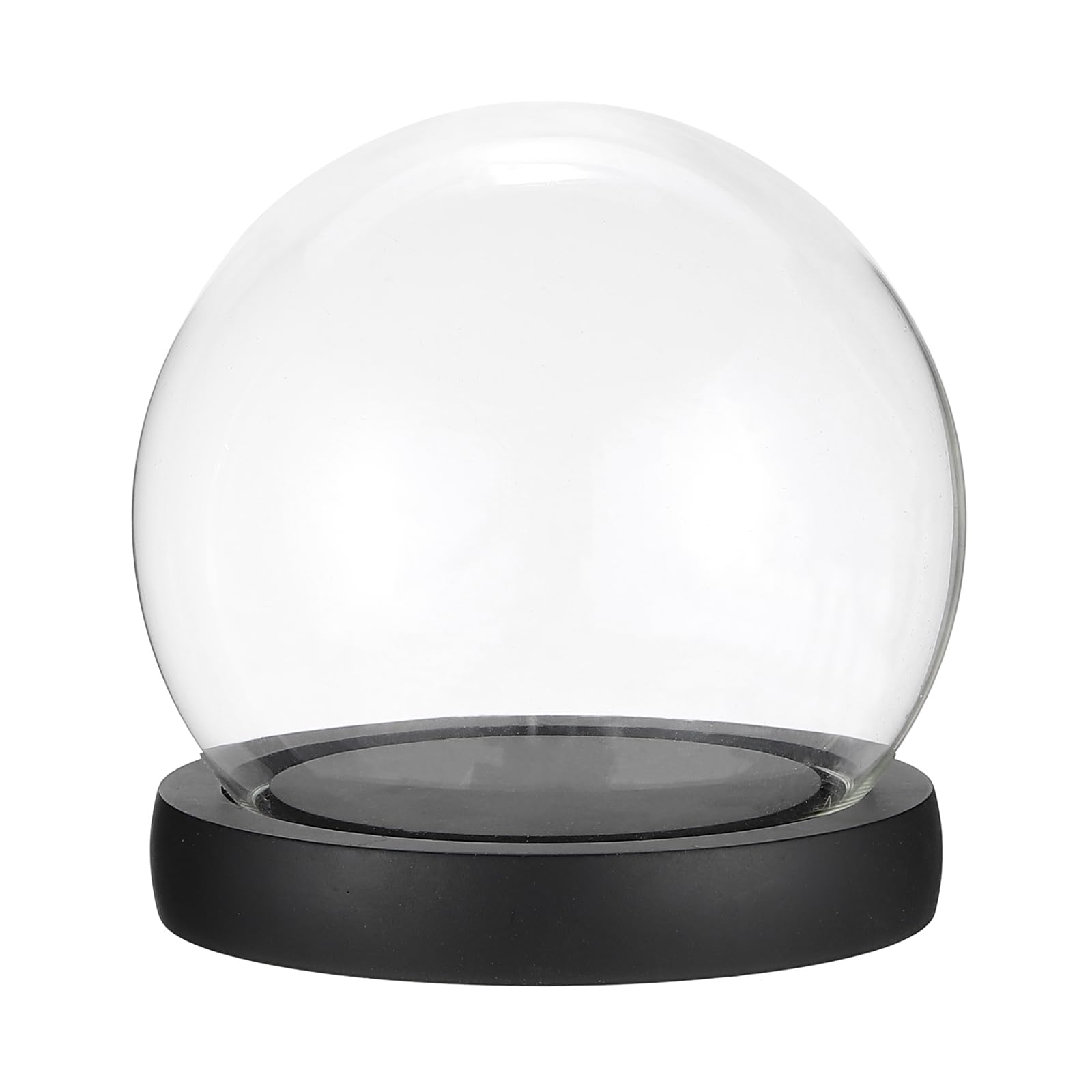 PATIKIL 3.3"x4.7" Round Glass Display Dome Cloche, Decorative Tabletop Display Ball Bell Jar with LED Light Base for Plants Collectible Figure Candles Medals, Black