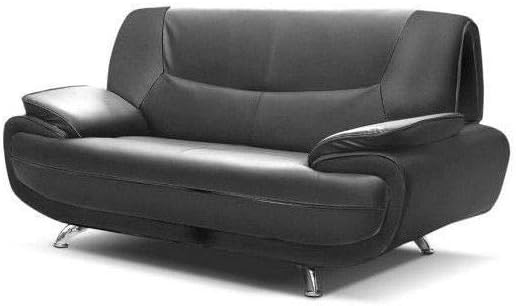 Spacio Canape Fixe Simili 2 Places 162x85x43cm Noir Amazon Fr
