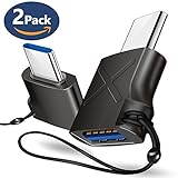 USB Type C Adapter, JSAUX Aluminum USB C (Male) to USB 3.0 A (Female) Convert Connector with Keychain for New Macbook Pro Samsung Galaxy Note 8 S8 S9 plus Pixel XL LG G5 G6 V20 and More(Grey 2 Pack)