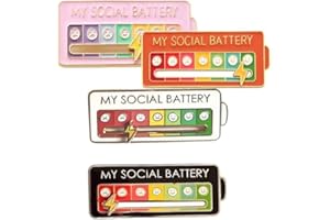 2Pcs Social Battery Pins, 7 Days Mood Enamel Pin, Funny Social Battery Interactive Enamel Pins for Clothing Backpack Hat Deco