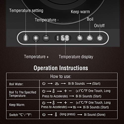 Jocuu Electric Gooseneck Kettle Temperature Variable Control Kettle, PourOver Coffee Tea Kettle