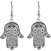 Hamesh Hand Earrings Evil Eye Dangle Earrings Hand of God Amulet Religious Jewelry for Women