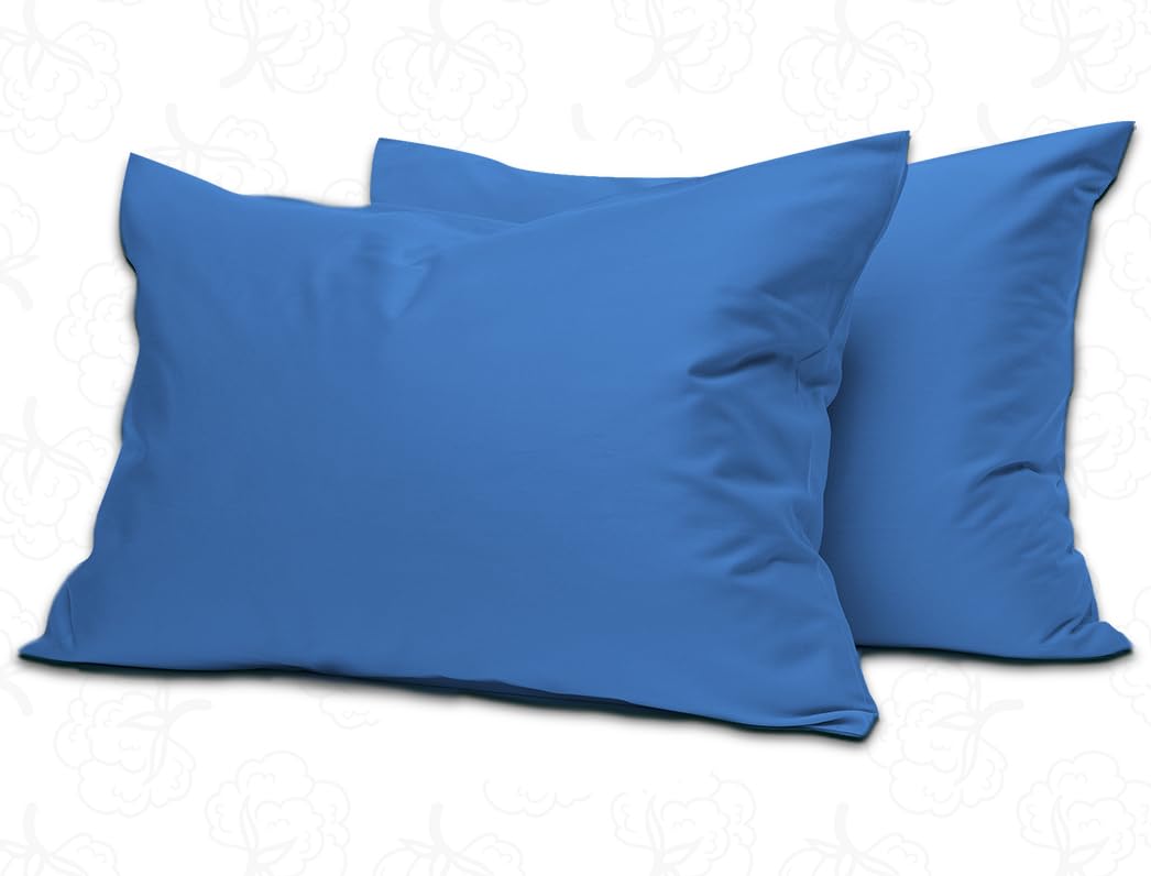 MistyMorning Pillow Cases 2 Pack Soft & Premium Quality Bedding & Linen, Egyptian Cotton 200 Thread Count, Breathable & Envelope Closure in Standard Size (50x75+15 cm) (Blue, Pack of 2) — image 1