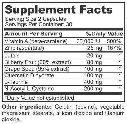 EyeArmor Advanced Eye Health Supplement - Unique Formula with Lutein, Bilberry, Grape Seed Extract, Vitamin A, Zinc and More for Healthy Retinal Tissue, Reduced Eye Strain & Vision Care - 60 Capsules