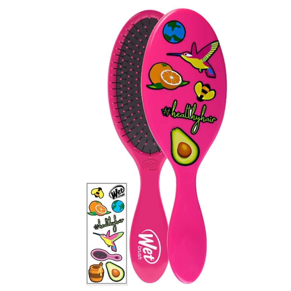 Wet Brush Original Detangler Hair Brush with Soft IntelliFlex Bristles with Sticker Decals, (Pink)