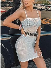 Vestido de malla de manga larga para mujer, sexy, transparente, con mini vestido (XS-3XL)