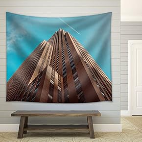 Contemporary Building Under Blue Sky - Fabric Wall Tapestry Home Decor - 51x60 inches