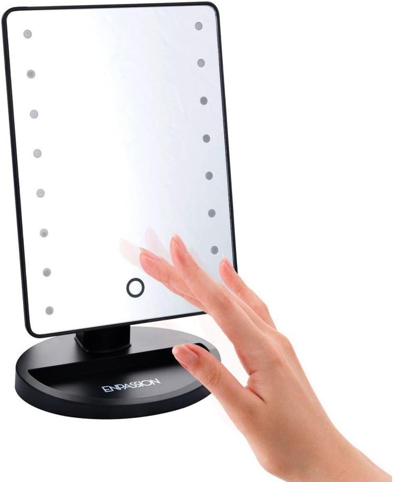 [New Version] [Adjustable Brightness] EnPassion 16 LED Makeup Vanity Mirror with Lights and Tray (Black)