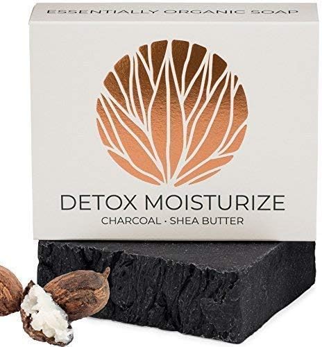 Charcoal Shea Butter Soap Bar Artisan Hand Made Unscented | 100% Organic Natural & Non Toxic | Hypoallergenic Moisturizing Face, Shave, Body Wash for Dry & Sensitive Skin 4.5oz - REVERENCE NATURALS