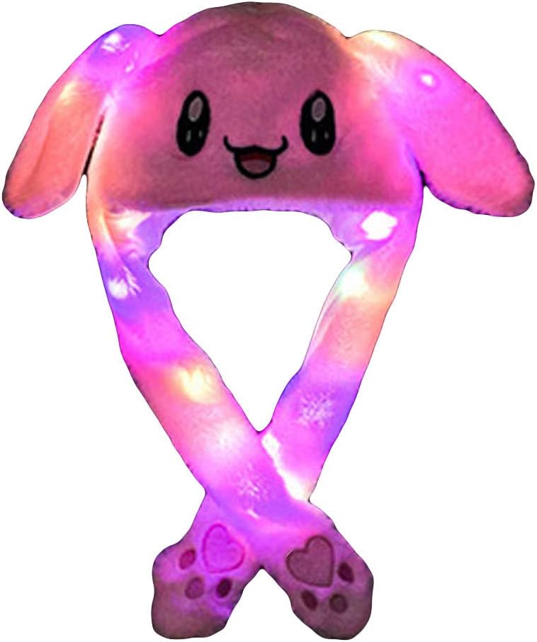 Alvinm Hat Men and Women Fashion Cute Hat LED Glowing Plush Moving Rabbit Ear Hat Wrap Warm Cap