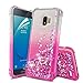 Tmacker Samsung Galaxy J2 Case 2019,Galaxy J2 Core/J2 Pure/J2 Dash Phone Case w/HD Screen Protector,Slim TPU Glitter Quicksand Four Corner Shockproof Protective Phone Cover for Girls Women-Pink