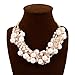 Elegant Gold Tone Faux Pearl Crystal Cluster Collar Chunky Bib Necklace
