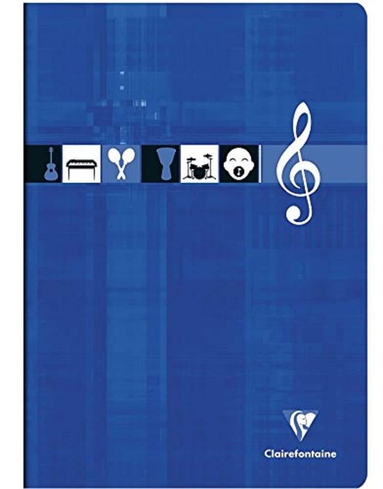 Clairefontaine 63117AMZC Set of 2 Stapled Music and Song Notebooks A4 21x29.7- 48 Large Square + Ruled Pages - 90g Paper - Laminated Card Cover Random Colours