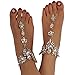 Holylove Foot Jewelry for Women Barefoot Sandals Beach Crystal Anklets Chains Wedding Vocation 1 Pair with Gift Box – HLAB007 Crystal