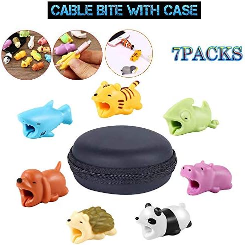 YESSKO 7Pcs Cable Bite for iPhone Cable Cord Animal Phone Accessory Protects Cute USB Cable Extender (Multicolor)