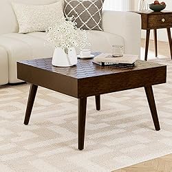 HOMPUS Rustic Farmhouse Square Coffee Table