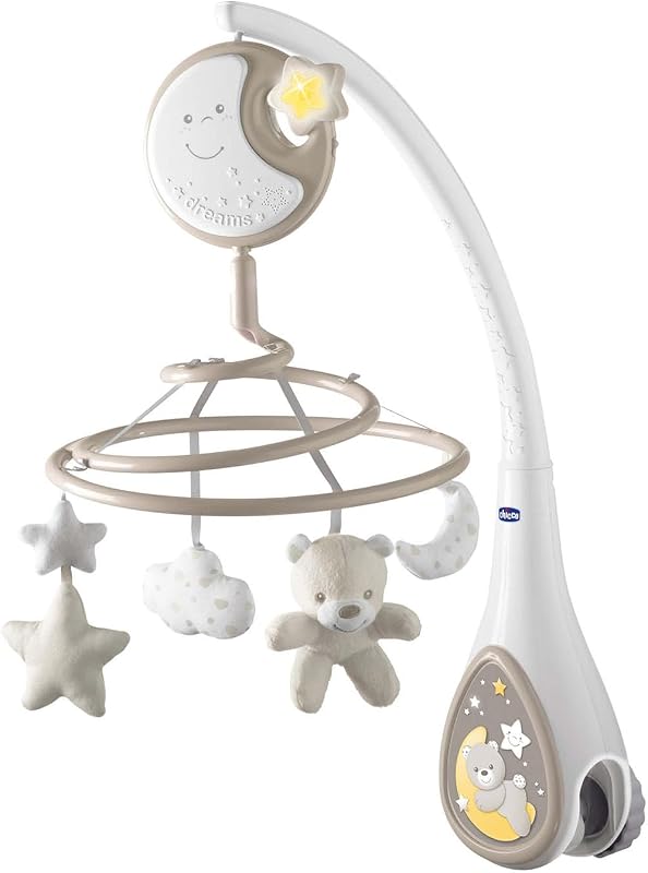 Next2Dreams Giostrina Neonato 3in1 con Carillon Elettronico per Culla e Lettino, Compatibile con Culla Chicco Next2Me, con Effetti Sonori, Proiettore di Luce Soffusa, Musica - 0+ Mesi, Neutro