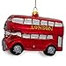 Double Decker Bus, London, UK Blown Glass Christmas Ornament