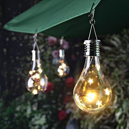 Nesix Portable Solar String Lights with Clear Bulbs, Backyard Patio Lights, Hanging Indoor/Outdo ...