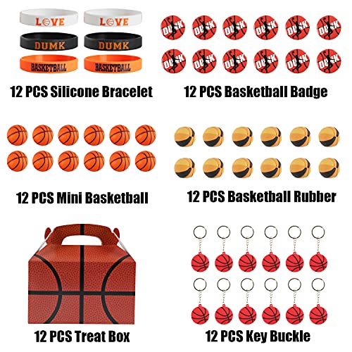 Basketball Party Favor Set 72 Pcs Basketball Rubber Treat Box Stress