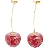 TIANHONGYAN 3D Cherry Earrings Cute Fruit Dangle Drop Earrings Simplicity resin Earrings for Women Girls Charm Sweet Jewelry Gift