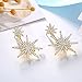 Gold Statement Dangle Earrings for Women Star Stud Unique Fashion Wedding Ear Jacket Christmas Jewelry H1254G