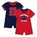 Wan-A-Beez Baby Boys' 2 Pack Graphic Short-Sleeve Romper - Red/Navy - Football - 3/6 Months