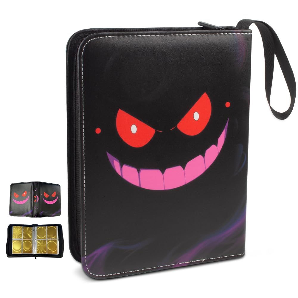 XPJBKC Trading Card Binder, Card Collection Folder 400 Pockets, 4 Pocket Card Binder for Kids, PU Leather Trading Card Album for Cards Collect, Waterproof Trading Card Folder for Fans (G)