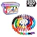 Liberty Imports 200-Piece Bucket of Wooden Domino Blocks Set - Real Authentic Basswood Standard Dominoes - Kids Racing Toy Game, Building and Stacking Toys