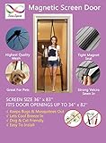 Premium Heavy Duty Mesh & Velcro Magnetic Screen Door Top-to-Bottom Seal - KEEP MOSQUITOES, BUGS and INSECTS OUT. Toddler And Pet Friendly - For Doors 36