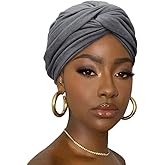 DRESHOW African Turban for Women Knotted Hairwraps for Sleeping Turban Headwraps Head Warmer Scarf for Black Women Chemo Cap