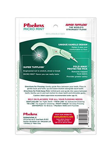 Plackers Micro Mint Dental Flossers, 90 Count (Pack of 6)