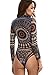 Verdusa Women's Geometric Print Long Sleeve Stretchy Bodysuit Jumpsuits Rompers