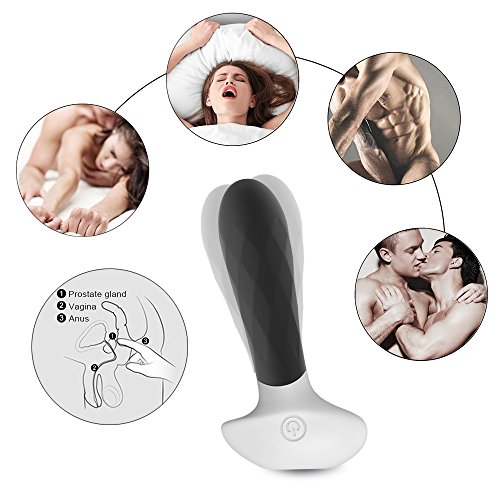 Vibratori-al-Silicone-Massaggiatore-Erotici-Vibratore-del-G-Spot-Clit-Shock-Funzione-di-Stimolazione-Massaggio-Alla-Prostatico-Plug-Butt-per-voi-Donne-E-Nero