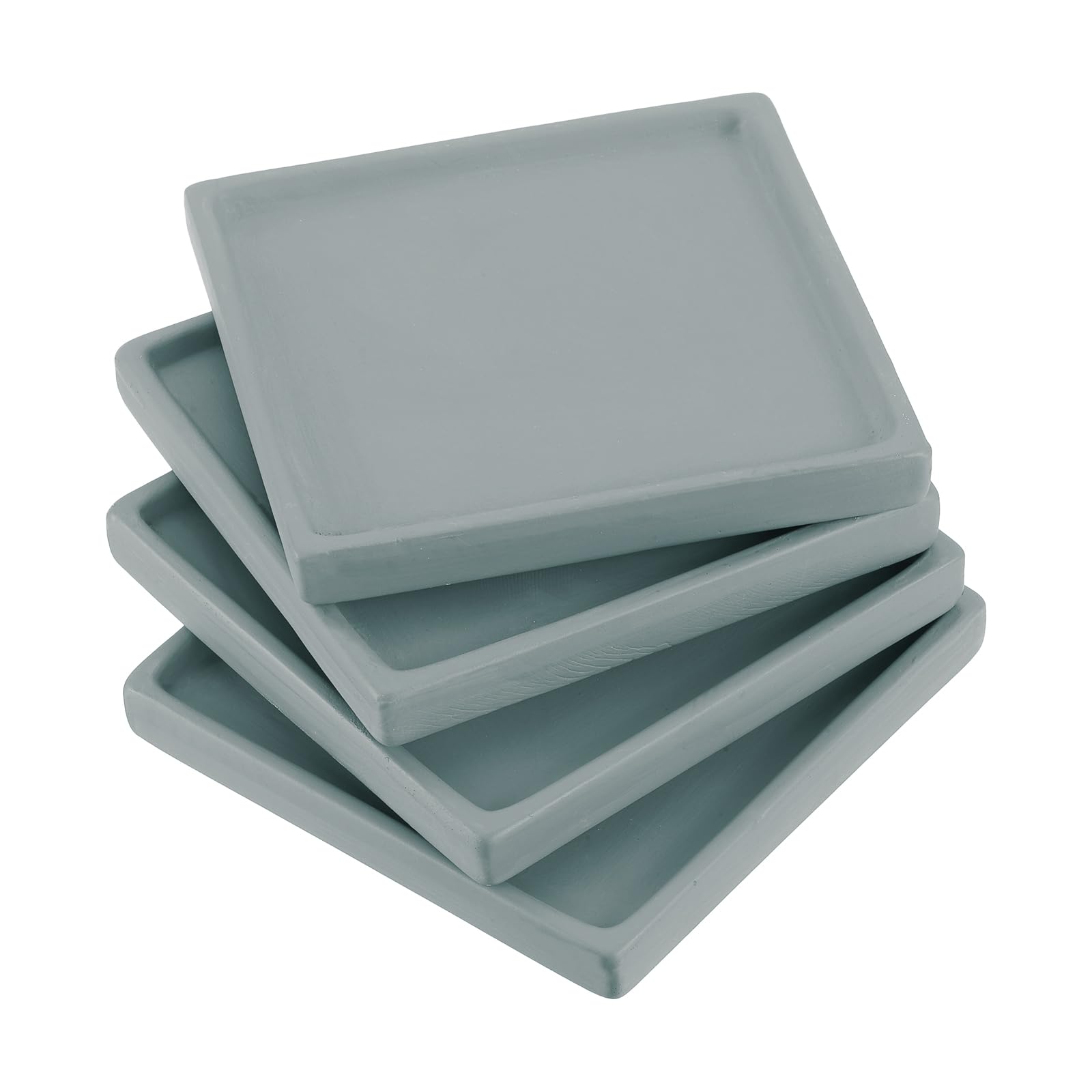 PATIKIL 5 Inch Plant Pot Saucers, 4 Pack Ceramic Square Plant Saucer Tray Flower Planter Drip Tray for Indoors Outdoors Patio Balcony, Dark Grey
