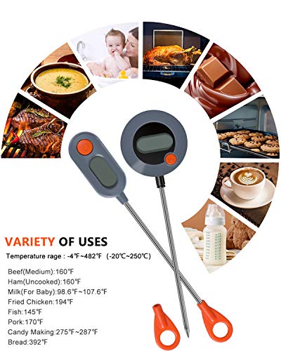 Termometro Cocina Digital,（2Pack）Termometro Cocina con Sonda Larga Cocina Digital de Carne Thermometer, Lectura Instantánea en 2~4 Segundos para Cocinar Alimentos Líquidos Barbacoa Comida Leche