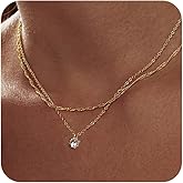 HERIER Diamond Pendant Necklace for Women, Dainty Gold Necklace 18k Gold Plated Paperclip Choker Necklaces Cute Open Oval Necklaces Simple Gold Necklace Jewelry Gifts for Women Trendy