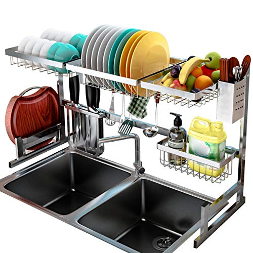 Over the Sink Dish Drying Rack, 2Tier Kitchen Stainless Steel Dish