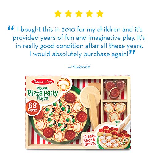 image for Melissa & Doug Pizza Party Wooden Play Food (Pretend Play Pizza Set, S