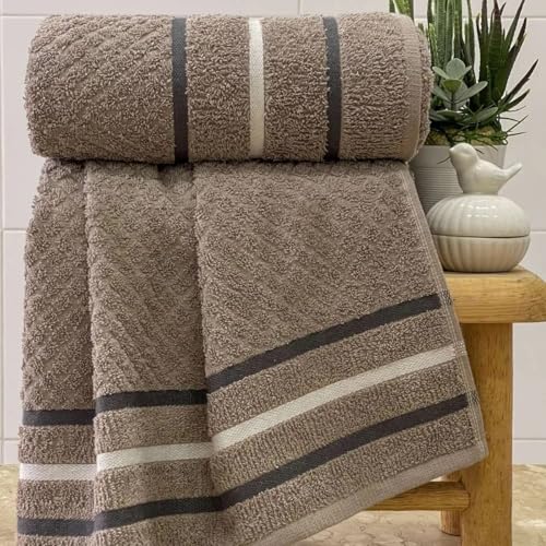 Toalha Banho Gigante Algodão Luxo Macia Alta Absorção Felpuda Premium Fio Penteado Hotel Spa Cor Taupe