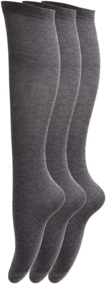 6 Pairs of Girls / Ladies Cotton with Lycra Knee High Socks / UK 4-6½ Eur 37-40