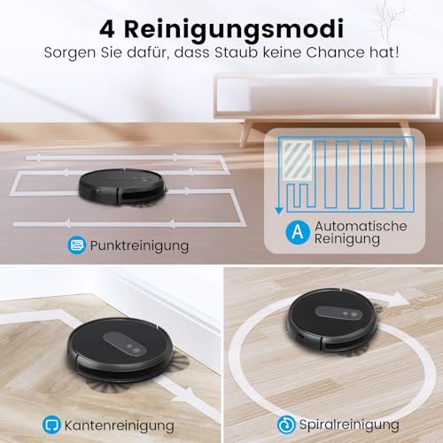 FIXR P25 Robot Vacuum Cleaner, Robot Vacuum Cleaner with 4000 Pa Suction Power, Robot Vacuum Cleaner with Charging Station, Robot Vacuum Cleaner without Wiping Function for Carpet, Pet Hair, Hard