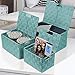 Sorbus Set of 3 Hand-Woven Storage Baskets with Lids – Decorative Wicker Organizers for Home, Closet, or Shelves (Aqua)