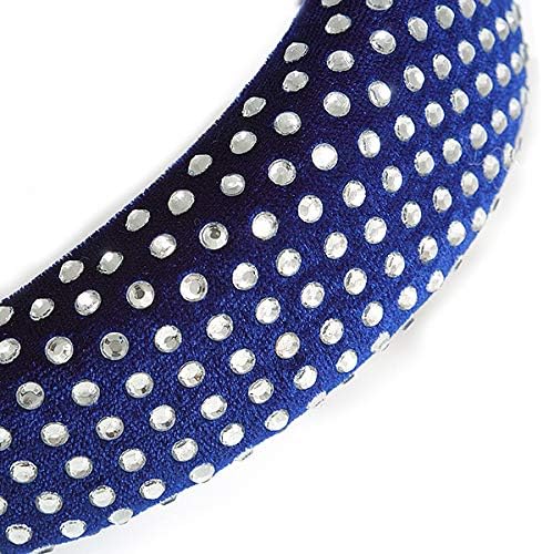 Retro Thicken Padded Velvet Diamante Wide Chunky Hair Band/HeadBand/Alice Band in Blue - Image 5