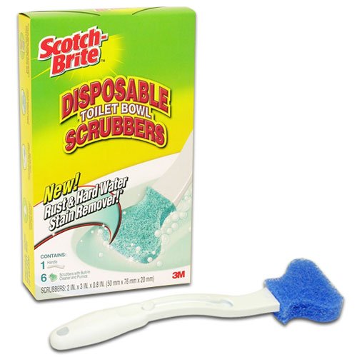 ScotchBrite Disposable Toilet Bowl Scrubbers, 1 Handle + 6