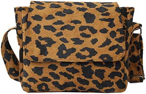 Leaf2you Full Leopard Print Shoulder Bag Vintage Leather Large Capacity Flap Crossbody Bag Clutch Messenger Bag