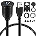 BATIGE Single Port USB 3.0 Male to Female AUX Car Mount Flush Cable Waterproof Extension for Car Truck Boat Motorcycle Dashboard Panel - 3ft primary