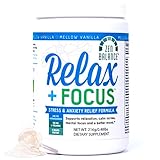 Relax + Focus Stress & Anxiety Relief Powder for Natural Calm & Mental Focus, Relaxation Supplement of Herbs, Vitamins, Protein Powder, Ashwagandha, L-Theanine, 21 Servings by Zen Balance